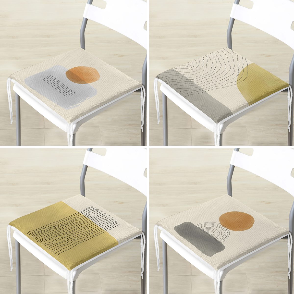 4'lü Soft Renkli Özel Tasarım Modern Fermuarlı Sandalye Minderi Seti Realhomes