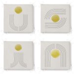 - RealHomes Fermuarlı Sandalye Minderi - Realhomes  4'lü Krem Zeminli Çizgili Motifler Fermuarlı Sandalye Minderi Seti Realhomes