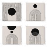 - RealHomes Fermuarlı Sandalye Minderi - Realhomes  4'lü Krem Zemin Çizgli Motifli Fermuarlı Sandalye Minderi Seti Realhomes