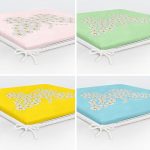 4'lü Renkli Zemin Papatya Kelebek Özel Tasarımlı Dijital Baskılı Modern Fermuarlı Sandalye Minderi Seti Realhomes