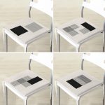 - RealHomes Fermuarlı Sandalye Minderi - Realhomes  4'lü Krem Zemin Kareli Çizgi Motifli Fermuarlı Sandalye Minderi Seti Realhomes