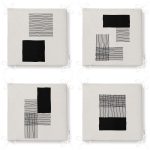 - RealHomes Fermuarlı Sandalye Minderi - Realhomes  4'lü Krem Zemin Kareli Çizgi Motifli Fermuarlı Sandalye Minderi Seti Realhomes