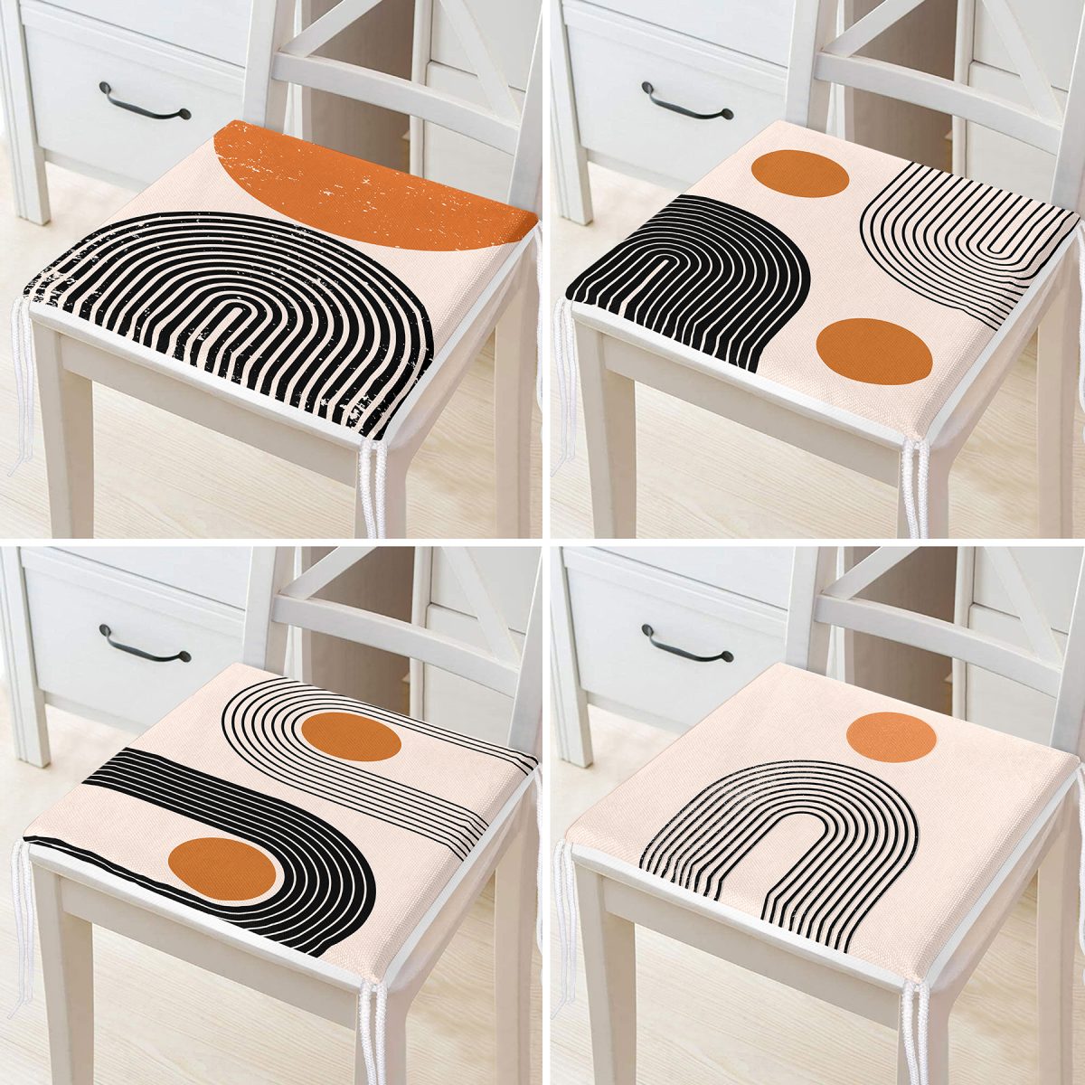 4'lü Minimalist Tasarımlı Modern Fermuarlı Sandalye Minderi Seti Realhomes