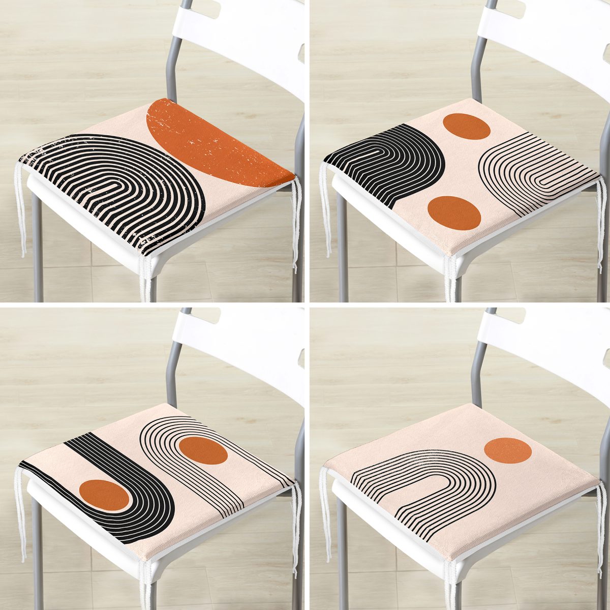 4'lü Minimalist Tasarımlı Modern Fermuarlı Sandalye Minderi Seti Realhomes