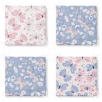 4'lü Renkli Zemin Kelebek Desenli Dijital Baskılı Modern Fermuarlı Sandalye Minderi Seti Realhomes