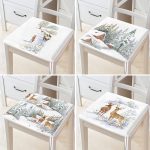 4'lü Geyikli Bağ Evi Kış Temalı Dijital Baskılı Modern Fermuarlı Sandalye Minderi Seti Realhomes