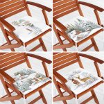 4'lü Geyikli Bağ Evi Kış Temalı Dijital Baskılı Modern Fermuarlı Sandalye Minderi Seti Realhomes