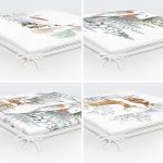 4'lü Geyikli Bağ Evi Kış Temalı Dijital Baskılı Modern Fermuarlı Sandalye Minderi Seti Realhomes