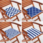 4'lü Lacivert Geometrik Çizimler Özel Tasarım Dijital Baskılı Modern Fermuarlı Sandalye Minderi Seti Realhomes