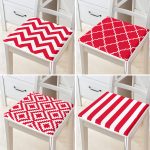 4'lü Kırmızı Geometrik Çizimler Özel Tasarım Dijital Baskılı Modern Fermuarlı Sandalye Minderi Seti Realhomes