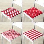 4'lü Kırmızı Geometrik Çizimler Özel Tasarım Dijital Baskılı Modern Fermuarlı Sandalye Minderi Seti Realhomes