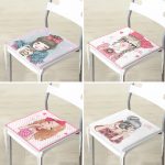 4'lü Sevimli Pop-Art Çizimli Kızlar Fermuarlı Sandalye Minderi Seti Realhomes