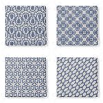 4'lü Kot Zemin Üzerinde Geometrik Şekiller Motifli Dijital Baskılı Fermuarlı Sandalye Minderi Seti Realhomes