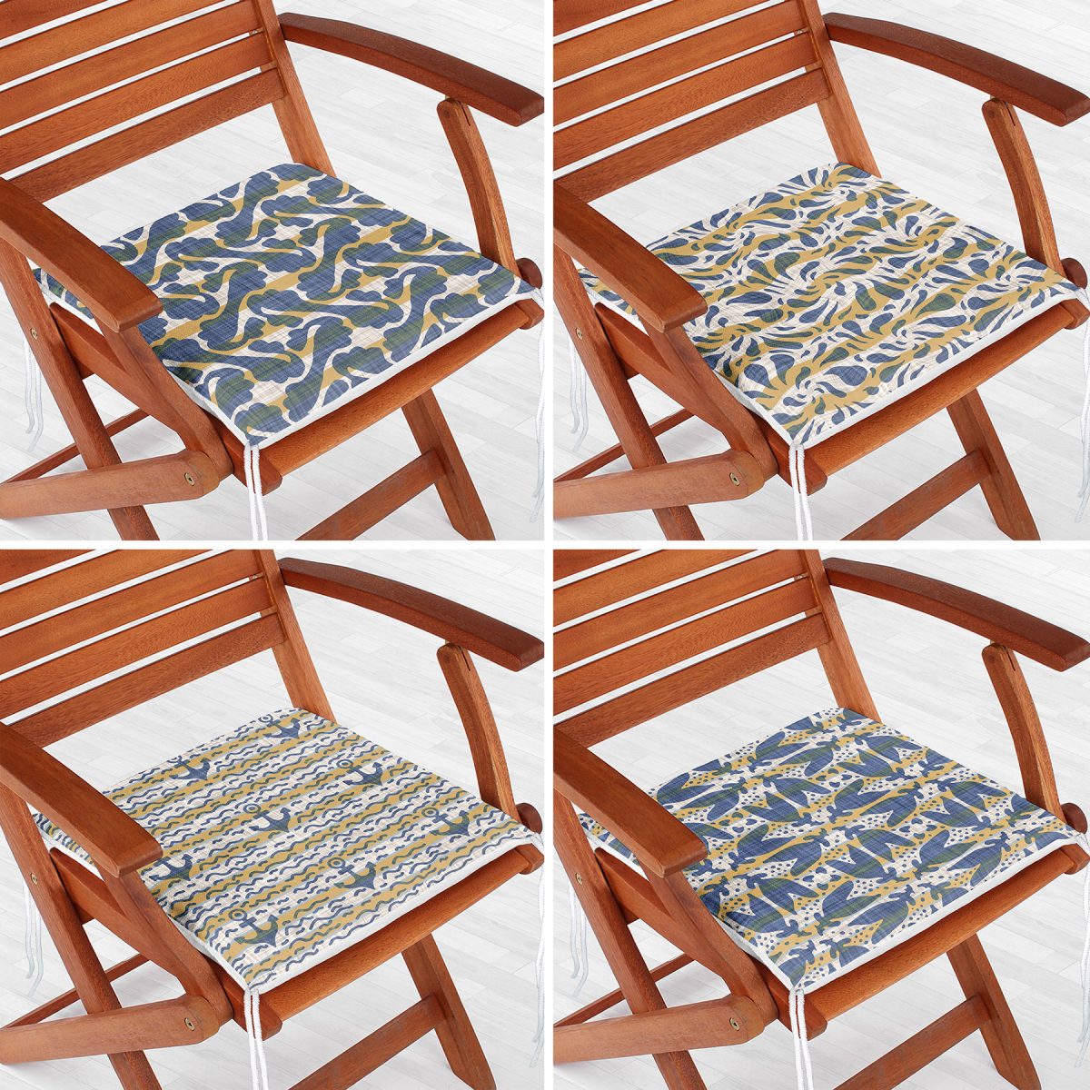 4'lü Karamel Ve Kot Renginde Geometrik Çizim Tasarımlı Dijital Baskılı Fermuarlı Sandalye Minderi Seti Realhomes