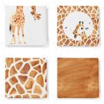 - RealHomes Fermuarlı Sandalye Minderi - Realhomes  4'lü Zürafa Motifli Dijital Baskılı Fermuarlı Sandalye Minderi Seti Realhomes