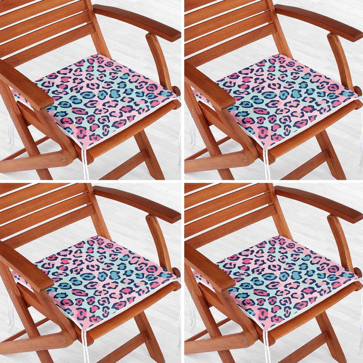 4'lü Renkli Zebra Desen Özel Tasarım Fermuarlı Sandalye Minderi Seti Realhomes