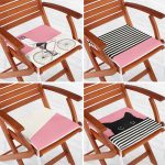 4'lü Pembe Bisikletli Adam Kedi Temalı Fermuarlı Sandalye Minderi Seti Realhomes