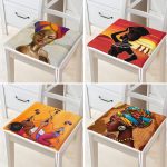 4'lü Etnik Afrika Kadın Motifli Özel Tasarım Fermuarlı Sandalye Minderi Seti Realhomes