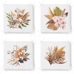 4'lü Sonbahar Kurumuş Tropik Yapraklar Fermuarlı Sandalye Minderi Seti Realhomes