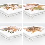 4'lü Sonbahar Kurumuş Tropik Yapraklar Fermuarlı Sandalye Minderi Seti Realhomes