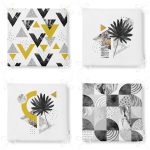 - RealHomes Fermuarlı Sandalye Minderi - Realhomes 4'lü Mermer Geometrik Çizimli Özel Tasarım Fermuarlı Sandalye Minderi Seti Realhomes