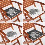 4'lü Etnik Fil Motifli Tüy Tasarımlı Fermuarlı Sandalye Minderi Seti Realhomes