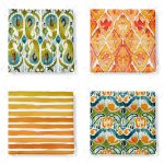 - RealHomes Fermuarlı Sandalye Minderi - Realhomes 4'lü Turuncu Yeşil Ebru Sanatlı Özel Tasarım Fermuarlı Sandalye Minderi Seti Realhomes