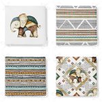 - RealHomes Fermuarlı Sandalye Minderi - Realhomes  4'lü Etnik Fil Figürlü Dijital Baskılı Fermuarlı Sandalye Minderi Seti Realhomes