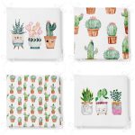 - RealHomes Fermuarlı Sandalye Minderi - Realhomes 4'lü Minimal Kaktüs Tasarımlı Dijital Baskılı Fermuarlı Sandalye Minderi Seti Realhomes