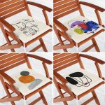 4'lü Renkli One Line Çizimli Dijital Baskılı Fermuarlı Sandalye Minderi Seti Realhomes