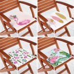 4'lü Flamingo Tasarımlı Renkli Dijital Baskılı Fermuarlı Sandalye Minderi Seti Realhomes