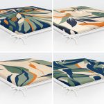 4'lü Ebru Desenli Dijital Baskılı Fermuarlı Sandalye Minderi Seti Realhomes