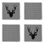 4'lü Balıksırtı Tasarımlı Geyik Motifli Fermuarlı Sandalye Minderi Seti Realhomes