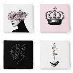 - RealHomes Fermuarlı Sandalye Minderi - Realhomes  4'lü Portre Motifli Onedraw Temalı Fermuarlı Sandalye Minderi Seti Realhomes