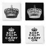 - RealHomes Fermuarlı Sandalye Minderi - Realhomes  4'lü Keep Calm Temalı Kral Tacı Motrifli Fermuarlı Sandalye Minderi Seti Realhomes