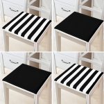 - RealHomes Fermuarlı Sandalye Minderi - Realhomes  4'lü Siyah Beyaz Çizgili Düz Renk Fermuarlı Sandalye Minderi Seti Realhomes