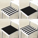 - RealHomes Fermuarlı Sandalye Minderi - Realhomes  4'lü Siyah Beyaz Çizgili Düz Renk Fermuarlı Sandalye Minderi Seti Realhomes