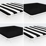- RealHomes Fermuarlı Sandalye Minderi - Realhomes  4'lü Siyah Beyaz Çizgili Düz Renk Fermuarlı Sandalye Minderi Seti Realhomes
