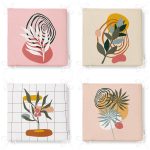 - RealHomes Fermuarlı Sandalye Minderi - Realhomes  4'lü Bohem Tropik Yaprak Motifli Fermuarlı Sandalye Minderi Seti Realhomes