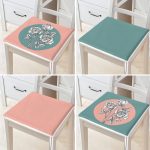 4'lü Renkli Karakalem Çiçek Motifli Fermuarlı Sandalye Minderi Seti Realhomes