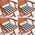 4'lü Siyah Beyaz Çizgili Dijital Baskılı Fermuarlı Sandalye Minderi Seti Realhomes