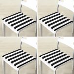 4'lü Siyah Beyaz Çizgili Dijital Baskılı Fermuarlı Sandalye Minderi Seti Realhomes