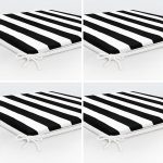 4'lü Siyah Beyaz Çizgili Dijital Baskılı Fermuarlı Sandalye Minderi Seti Realhomes
