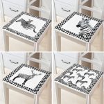 - RealHomes Fermuarlı Sandalye Minderi - Realhomes  4'lü Siyah Beyaz Temalı Zebra Motifli Fermuarlı Sandalye Minderi Seti Realhomes