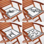 - RealHomes Fermuarlı Sandalye Minderi - Realhomes  4'lü Siyah Beyaz Temalı Zebra Motifli Fermuarlı Sandalye Minderi Seti Realhomes