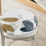 - RealHomes Yuvarlak Fermuarlı Minder - Realhomes  Özel Tasarım Yaprak Motifli Dijital Baskılı Modern Yuvarlak Fermuarlı Sandalye Minderi Realhomes