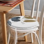 - RealHomes Yuvarlak Fermuarlı Minder - Realhomes  Özel Tasarım Yaprak Motifli Dijital Baskılı Modern Yuvarlak Fermuarlı Sandalye Minderi Realhomes