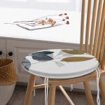 - RealHomes Yuvarlak Fermuarlı Minder - Realhomes  Özel Tasarım Yaprak Motifli Dijital Baskılı Modern Yuvarlak Fermuarlı Sandalye Minderi Realhomes