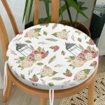 - RealHomes Yuvarlak Fermuarlı Minder - Realhomes Çiçek Çizimli Dijital Baskılı Yuvarlak Fermuarlı Sandalye Minderi Realhomes