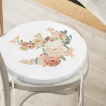 - RealHomes Yuvarlak Fermuarlı Minder - Realhomes Gül Tasarımlı Dijital Baskılı Modern Yuvarlak Fermuarlı Sandalye Minderi Realhomes